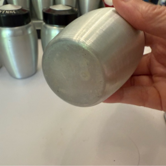 Vintage Kromex silver black lids spice set with rack 8 spices - Picture 6 of 14